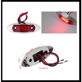 LED Begrenzungsleuchten 4er Set (mit Chromsockel / rot) 100x26x38mm
