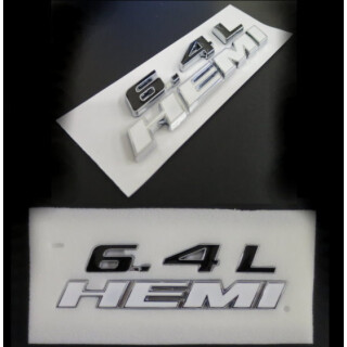 Emblem 6,4L Hemi (schwarz/weiß mit chromrand)